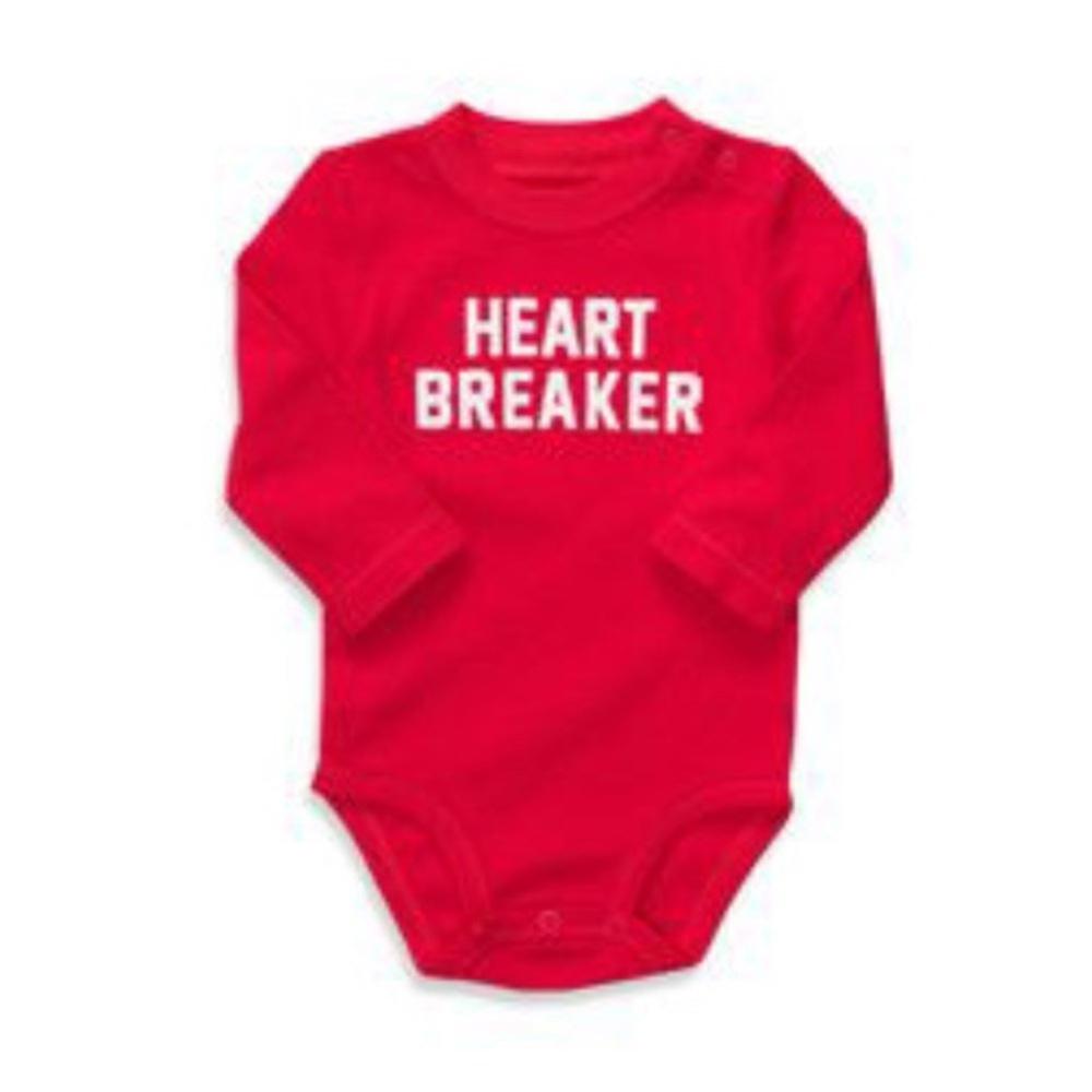 Carters Red Long Sleeve Valentines Day “Heart Breaker” Bodysuit Toddler Size 24M